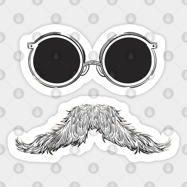 Cool moustache with glasses Sticker by Right-Fit27